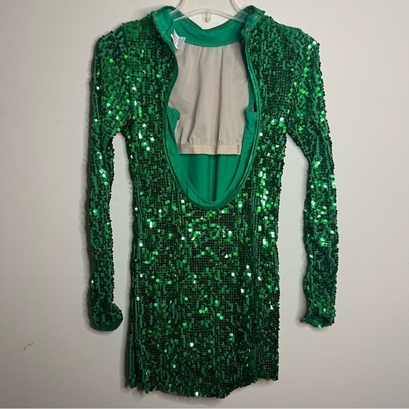 Balera Ultra Sparkle Shift Dance Dress Green Sequined Size Small Adult (4-6) - Picture 6 of 16